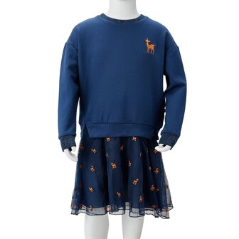 Kinderjurk met lange mouwen 128 marineblauw 8