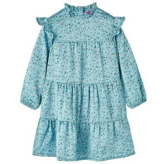 Kinderjurk met lange mouwen 128 blauw 1