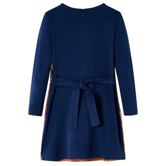 Kinderjurk met lange mouwen 128 marineblauw 2