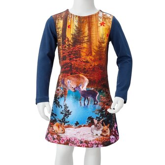 Kinderjurk met lange mouwen 104 marineblauw 8