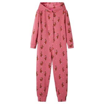 Kinderonesie met capuchon 116 oudroze 1