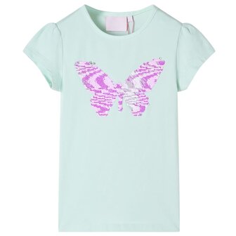 Kindershirt met kapmouwen 116 lichtmintkleur 1