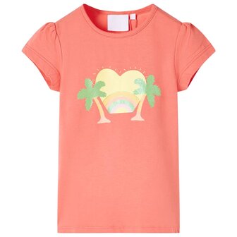 Kindershirt 116 koraalkleurig 1