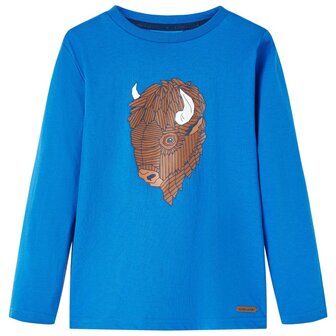 Kindershirt met lange mouwen 140 kobaltblauw 1