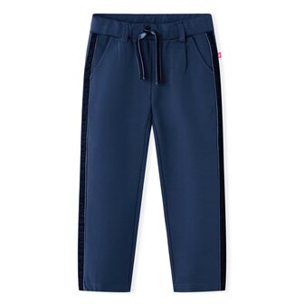 Kinderbroek met zwarte bies 116 marineblauw 1