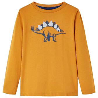 Kindershirt met lange mouwen 140 donkerokerkleurig 1