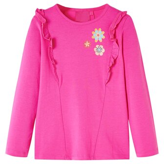 Kindershirt met lange mouwen 128 donkerroze 1