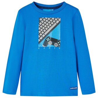 Kindershirt met lange mouwen 128 kobaltblauw 1