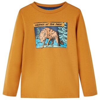 Kindershirt met lange mouwen 104 donkerokerkleurig 1