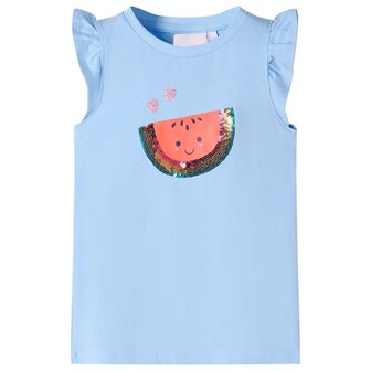 Kindershirt met ruches aan de mouwen 128 lichtblauw 1