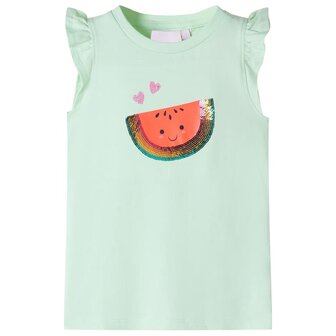 Kindershirt met ruches aan de mouwen 116 zachtgroen 1