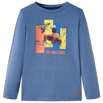 Kindershirt met lange mouwen 104 gem&ecirc;leerd blauw 1