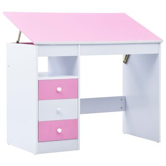 Kindertekentafel/-bureau kantelbaar roze en wit 1