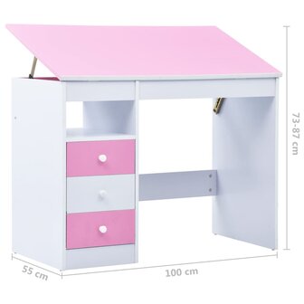 Kindertekentafel/-bureau kantelbaar roze en wit 11