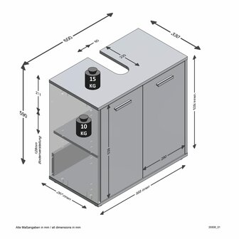 FMD Badkamerkast met 2 deuren materakleurig en old style donkerkleurig 6