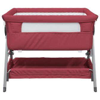 Babybox met matras linnen rood 3