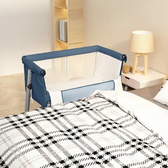 Babybox met matras linnen marineblauw 1