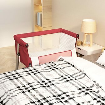 Babybox met matras linnen rood 1