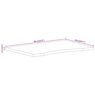 Bureaublad met ronding 80x50x2,5 cm massief ruw mangohout 8