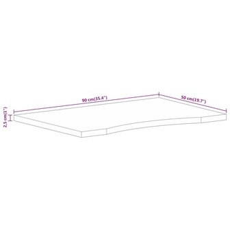 Bureaublad met ronding 90x50x2,5 cm massief ruw mangohout 8