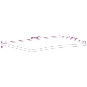 Bureaublad met ronding 80x60x2,5 cm massief ruw mangohout 8