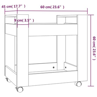 Bureaukastje 60x45x60 cm bewerkt hout hoogglans wit 8