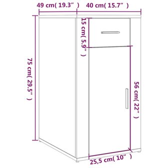 Bureaukastje 40x49x75 cm bewerkt hout zwart 11