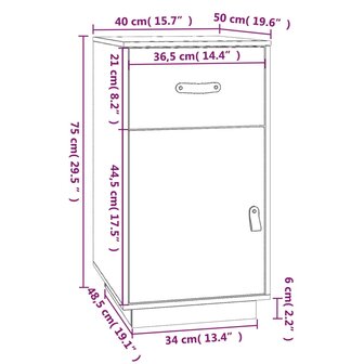 Bureaukastje 40x50x75 cm massief grenenhout zwart 11