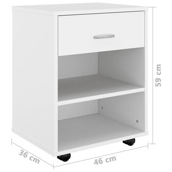 Rolkast 46x36x59 cm bewerkt hout wit 8