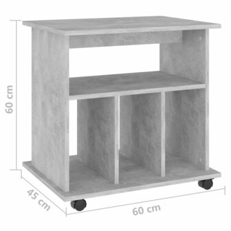 Rolkast 60x45x60 cm bewerkt hout betongrijs 7