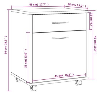 Rolkast 45x38x54 cm bewerkt hout gerookt eikenkleurig 8