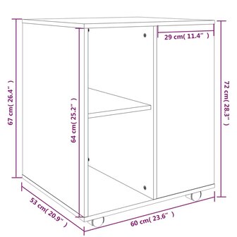 Rolkast 60x53x72 cm bewerkt hout gerookt eikenkleurig 9