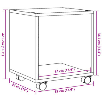 Rolkast 37x33x42,5 cm bewerkt hout gerookt eikenkleurig 10