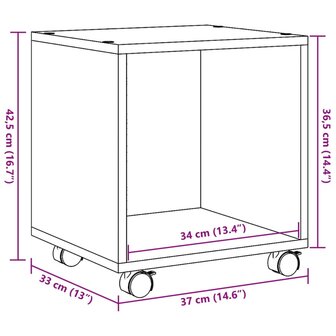 Rolkast 37x33x42,5 cm bewerkt hout bruin eikenkleurig 10