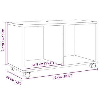 Rolkast 72x33x42,5 cm bewerkt hout oud houtkleurig 10