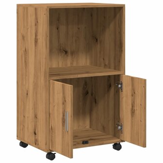 Rolkast 55x40x91 cm bewerkt hout artisanaal eikenkleurig 7