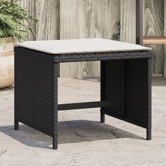 Tuinkrukken 4 st met kussens 41x41x36 cm poly rattan zwart 1