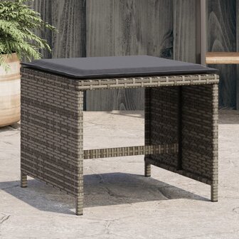 Tuinkrukken 4 st met kussens 41x41x36 cm poly rattan grijs 1