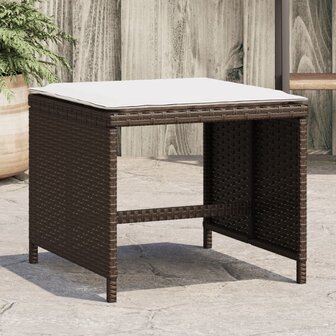 Tuinkrukken 4 st met kussens 41x41x36 cm poly rattan bruin 1