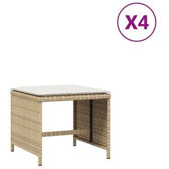 Tuinkrukken 4 st met kussens 41x41x36 cm poly rattan beige 2