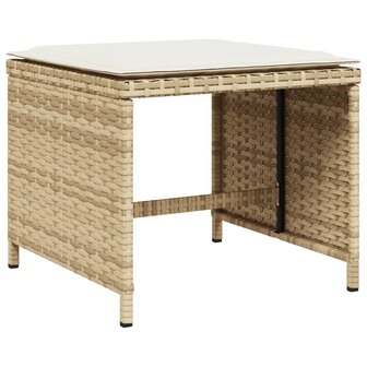 Tuinkrukken 4 st met kussens 41x41x36 cm poly rattan beige 4