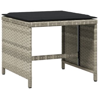 Tuinkrukken 4 st met kussens 41x41x36 cm poly rattan lichtgrijs 4