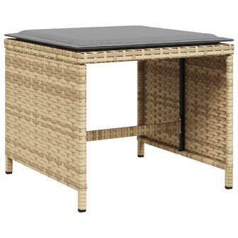 Tuinkrukken 4 st met kussens 41x41x36 cm poly rattan beige 4