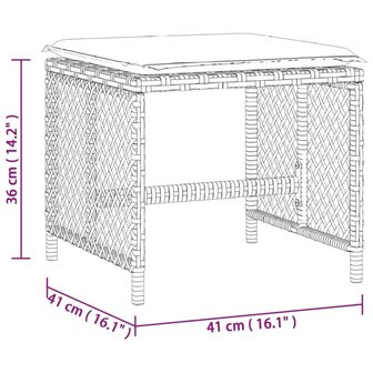 Tuinkrukken 4 st met kussens 41x41x36 cm poly rattan zwart 11