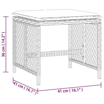 Tuinkrukken 4 st met kussens 41x41x36 cm poly rattan bruin 11