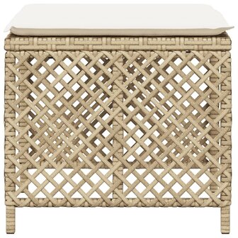 Tuinkrukken 4 st met kussens 41x41x36 cm poly rattan beige 6