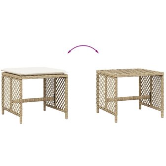 Tuinkrukken 4 st met kussens 41x41x36 cm poly rattan beige 7