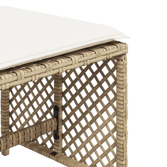 Tuinkrukken 4 st met kussens 41x41x36 cm poly rattan beige 9