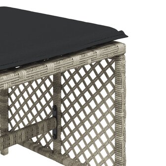 Tuinkrukken 4 st met kussens 41x41x36 cm poly rattan lichtgrijs 9