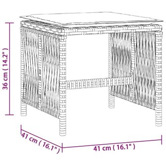 Tuinkrukken 4 st met kussens 41x41x36 cm poly rattan zwart 11